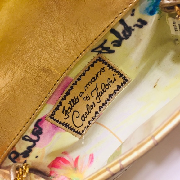 Carlos Falchi Crocodile Fatto a Mano Gold Clutch - Picture 6 of 8